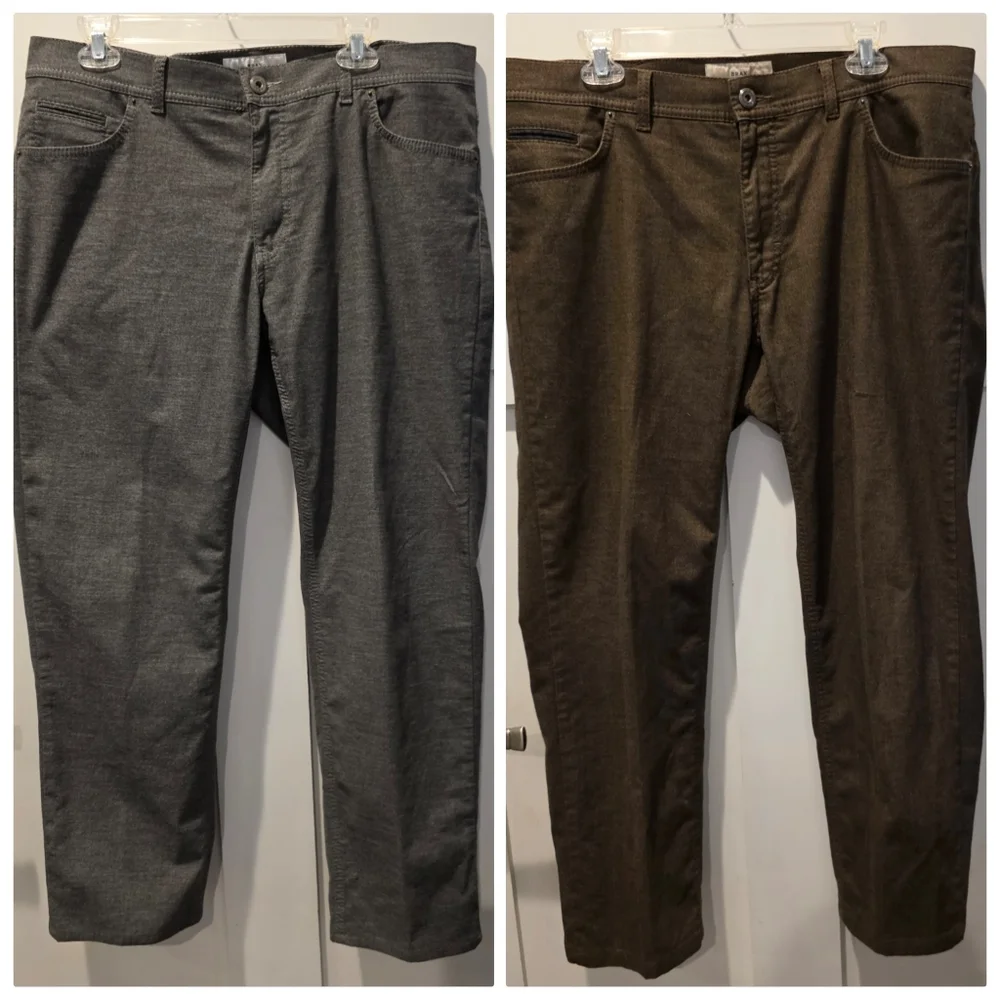Brax Men's Feel Good Pants 38 Cooper Fancy Regular Fit Brown Gray Lot of 2